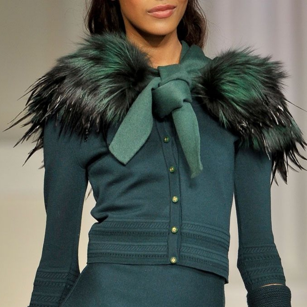 $2,309 OSCAR DE LA RENTA ICONIC GREEN KNIT RUNWAY CARDIGAN US S